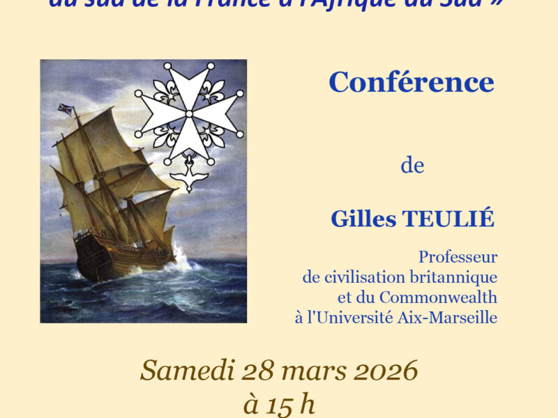 Conférence : Exil protestant du Sud de la France à l&rsquo;Afrique du Sud